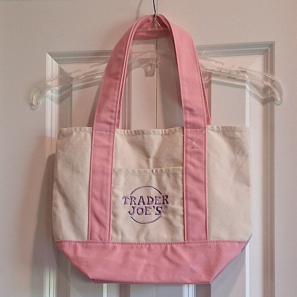 Trader Joe's Pink Pastel Mini Canvas Tote Bag - Picture 1 of 15